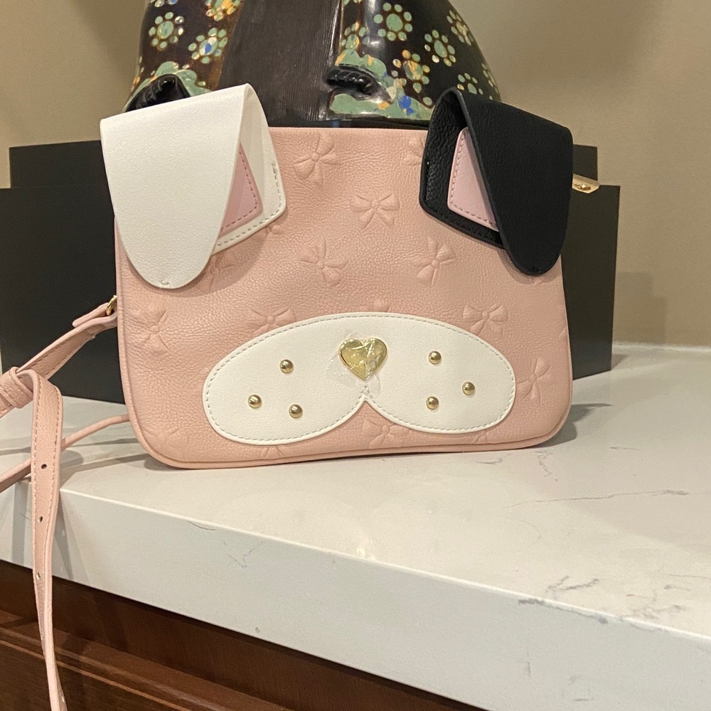Betsey Johnson Pink and Black Dog pink bows Design Women's Bag